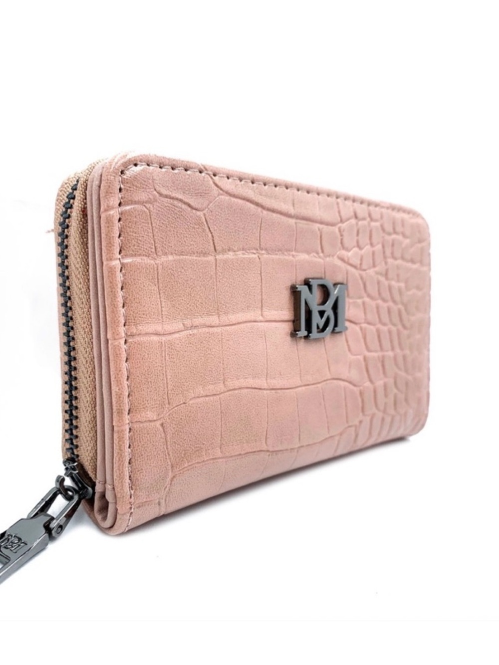 Badgley Mischka Croc-Embossed Pink Blush Zip Wallet NWT  Vegan Leather - Picture 5 of 6
